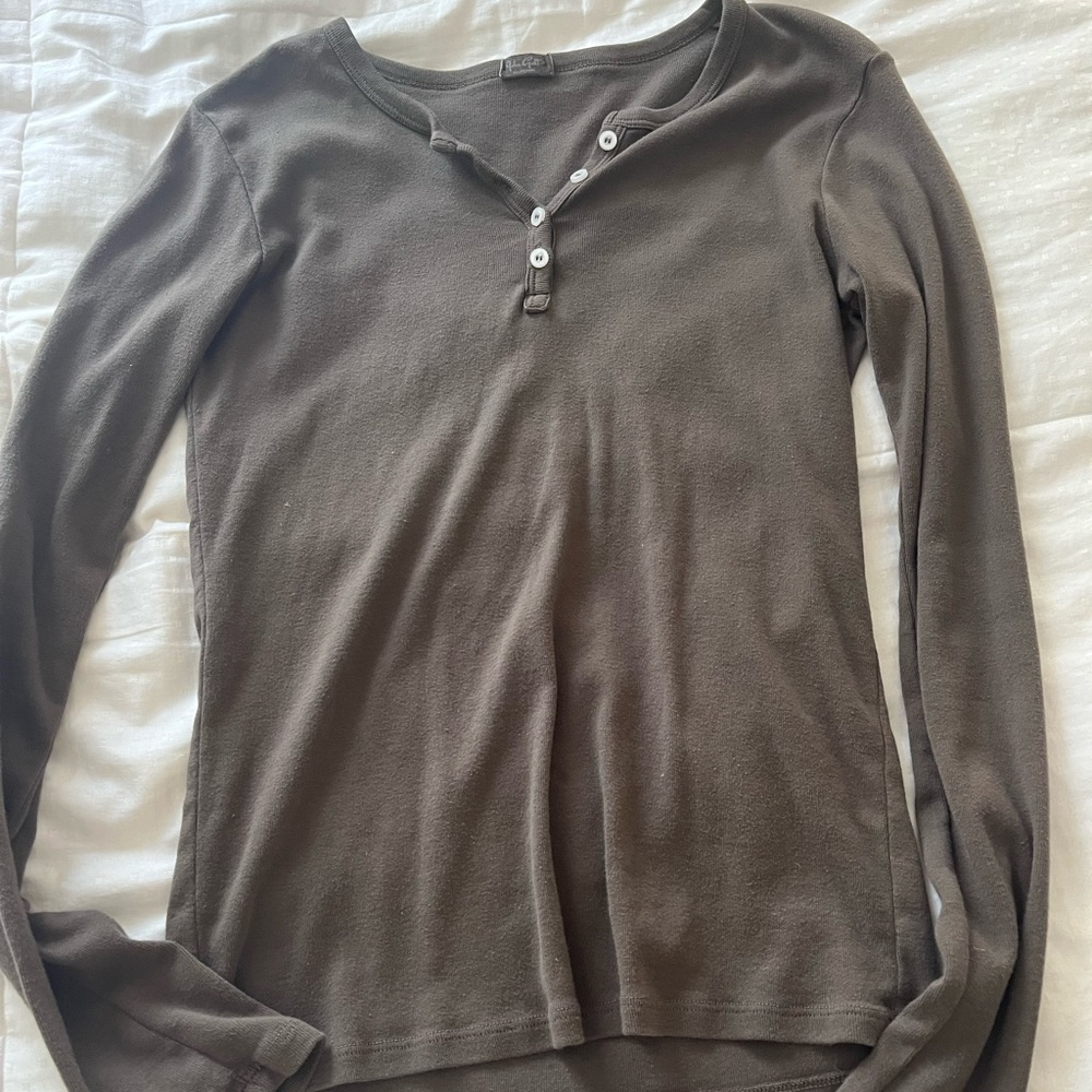 green/brown brandy Melville long sleeve henley